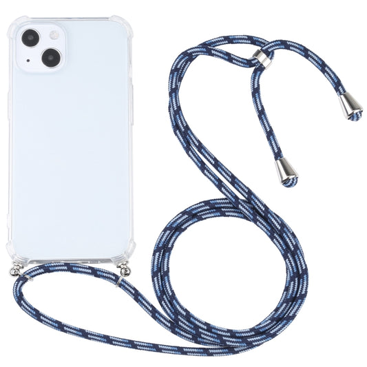 For iPhone 13 Four-corner Shockproof Transparent TPU Protective Case with Lanyard(Colorful Blue) - iPhone 13 Cases by buy2fix | Online Shopping UK | buy2fix