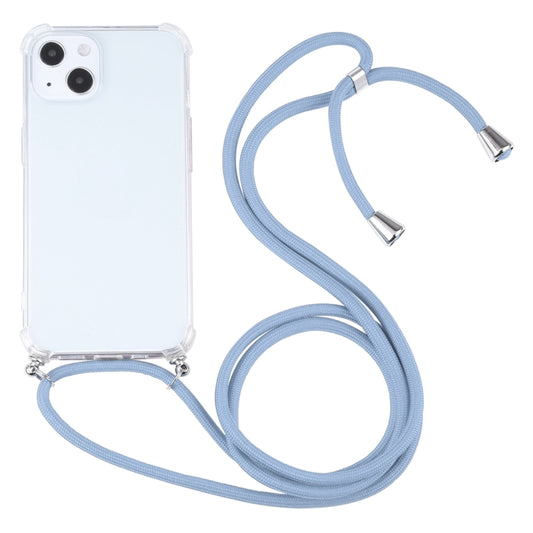 For iPhone 13 Four-corner Shockproof Transparent TPU Protective Case with Lanyard(Blue Grey) - iPhone 13 Cases by buy2fix | Online Shopping UK | buy2fix