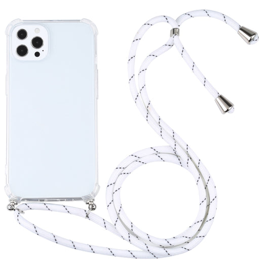 For iPhone 13 Pro Four-corner Shockproof Transparent TPU Protective Case with Lanyard (White Thin Black) - iPhone 13 Pro Cases by buy2fix | Online Shopping UK | buy2fix