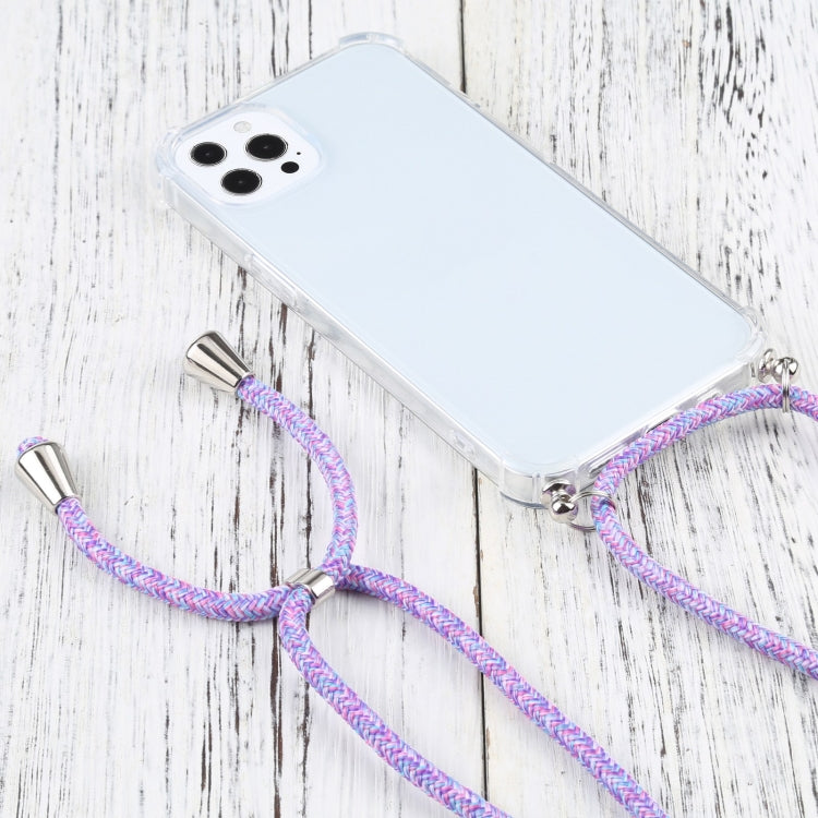 For iPhone 13 Pro Max Four-corner Shockproof Transparent TPU Protective Case with Lanyard (Colorful Purple) - iPhone 13 Pro Max Cases by buy2fix | Online Shopping UK | buy2fix