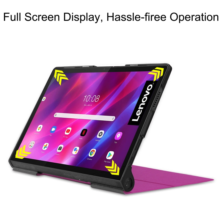 For Lenovo Yoga Tab 11 / YT-J706X Custer Texture Horizontal Flip PU Leather Case with Holder & Sleep / Wake-up Function(Purple) - Lenovo by buy2fix | Online Shopping UK | buy2fix