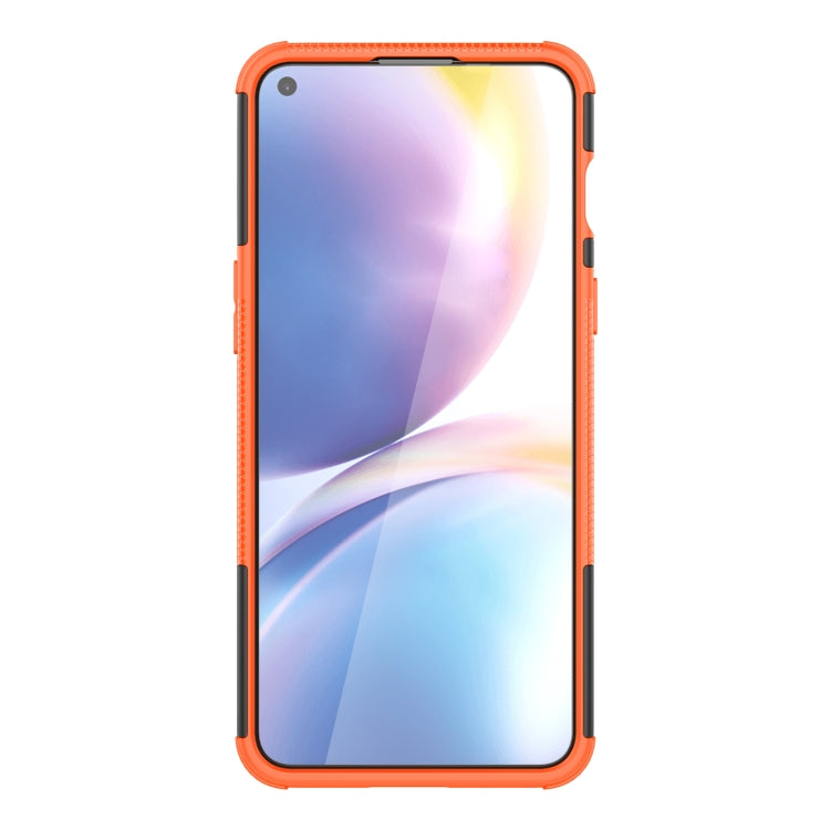 For OnePlus Nord 2 5G Tire Texture Shockproof TPU+PC Protective Case with Holder(Orange) - OnePlus Cases by buy2fix | Online Shopping UK | buy2fix