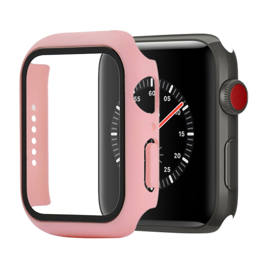 Shockproof PC+Tempered Glass Protective Case with Packed Carton For Apple Watch Series 3 & 2 & 1 42mm(Red Pink) - Watch Cases by buy2fix | Online Shopping UK | buy2fix