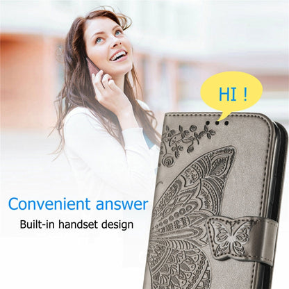 Butterfly Love Flowers Embossed Horizontal Flip Leather Case with Holder & Card Slots & Wallet & Lanyard For ZTE Blade A51(Gray) - ZTE Cases by buy2fix | Online Shopping UK | buy2fix