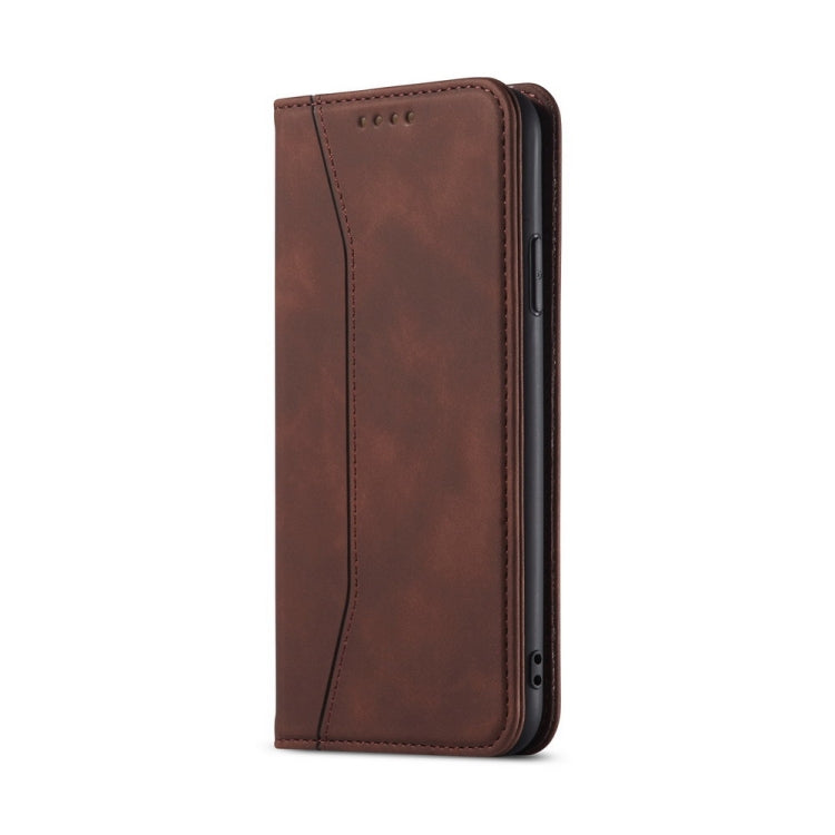For iPhone 13 Pro Max Skin-feel Calfskin Texture Magnetic Dual-Fold Horizontal Flip Leather Case with Holder & Card Slots & Wallet (Coffee) - iPhone 13 Pro Max Cases by buy2fix | Online Shopping UK | buy2fix