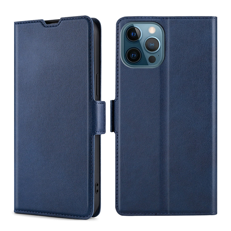 For iPhone 13 Pro Ultra-thin Voltage Side Buckle PU + TPU Horizontal Flip Leather Case with Holder & Card Slot (Blue) - iPhone 13 Pro Cases by buy2fix | Online Shopping UK | buy2fix