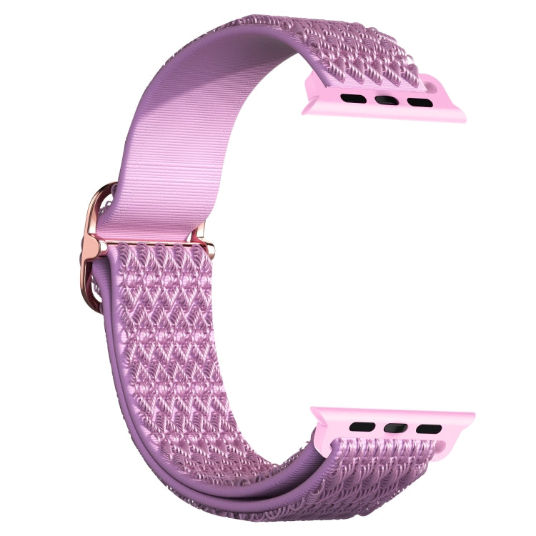 Adjustable Rhombic Texture Elastic Watch Band For Apple Watch Ultra 49mm&Watch Ultra 2 49mm / Series 9&8&7 45mm / SE 3&SE 2&6&SE&5&4 44mm / 3&2&1 42mm(Purple) - Watch Bands by buy2fix | Online Shopping UK | buy2fix