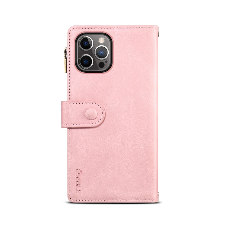 For iPhone 12 Pro Retro Frosted Horizontal Flip Leather Case with Holder & Card Slot & Wallet & Zipper Pocket & Lanyard(Rose Gold) - iPhone 12 / 12 Pro Cases by buy2fix | Online Shopping UK | buy2fix