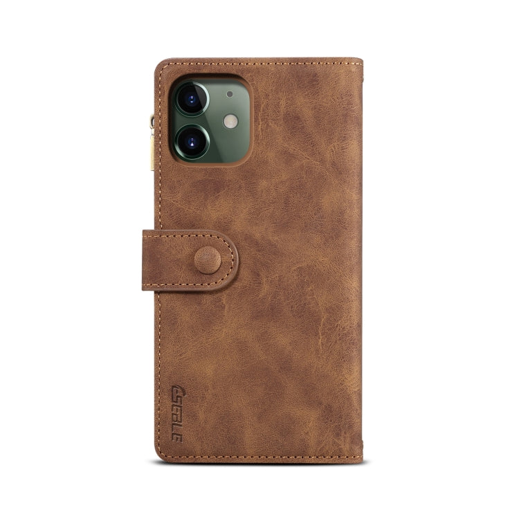 For iPhone 12 mini Retro Frosted Horizontal Flip Leather Case with Holder & Card Slot & Wallet & Zipper Pocket & Lanyard (Brown) - iPhone 12 mini Cases by buy2fix | Online Shopping UK | buy2fix