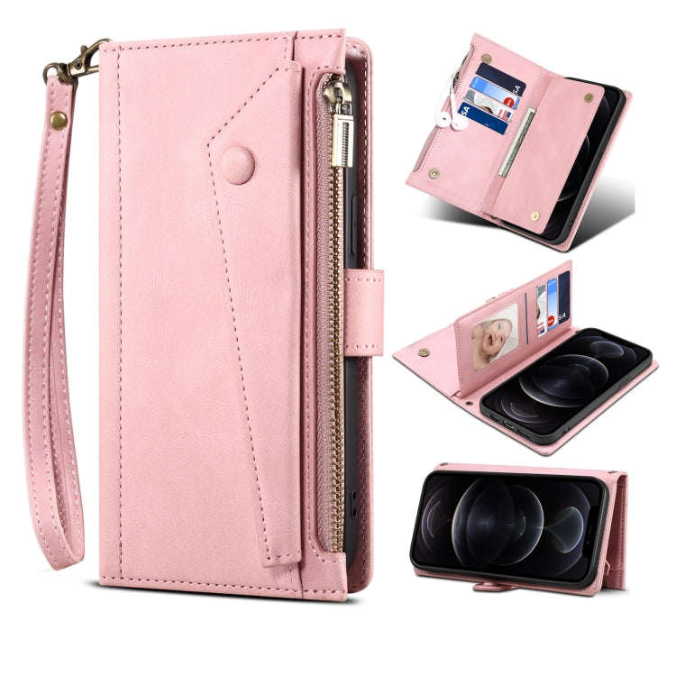 For iPhone XR Retro Frosted Horizontal Flip Leather Case with Holder & Card Slot & Wallet & Zipper Pocket & Lanyard(Rose Gold) - More iPhone Cases by buy2fix | Online Shopping UK | buy2fix