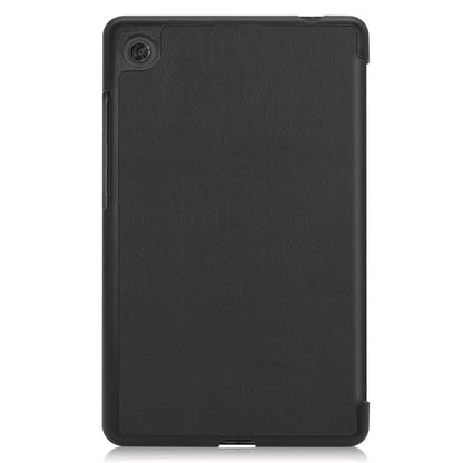 For Lenovo Tab M7 3rd Gen Custer Texture Horizontal Flip Leather Case with Three-folding Holder(Black) - Lenovo by buy2fix | Online Shopping UK | buy2fix