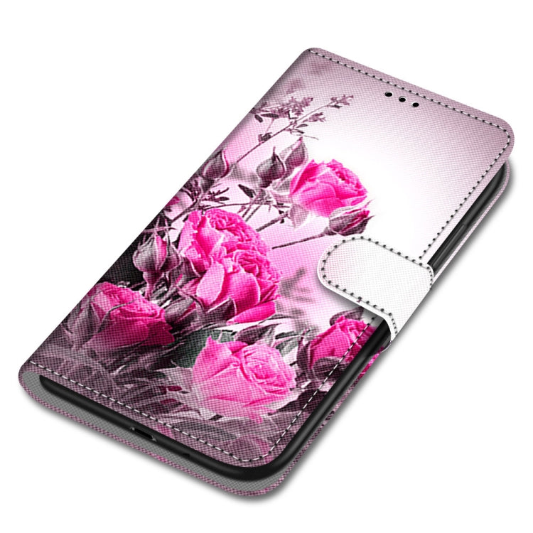 For Huawei P50 Pro Coloured Drawing Cross Texture Horizontal Flip PU Leather Case with Holder & Card Slots & Wallet & Lanyard(Wild Rose) - Huawei Cases by buy2fix | Online Shopping UK | buy2fix