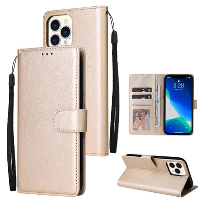 For iPhone 13 Pro Multifunctional Horizontal Flip Leather Case, with Three Card Slot & Holder & Photo Frame & Lanyard (Tyrant Gold) - iPhone 13 Pro Cases by buy2fix | Online Shopping UK | buy2fix