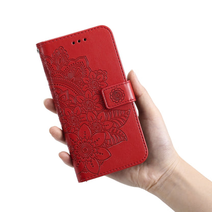 For Nokia G10 / G20 / 6.3 7-petal Flowers Embossing Pattern Horizontal Flip PU Leather Case with Holder & Card Slots & Wallet & Photo Frame(Red) - Nokia Cases by buy2fix | Online Shopping UK | buy2fix