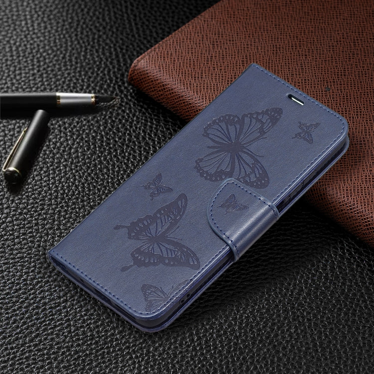 For Xiaomi Redmi 10 Two Butterflies Embossing Pattern Horizontal Flip Leather Case with Holder & Card Slot & Wallet & Lanyard(Dark Blue) - Xiaomi Cases by buy2fix | Online Shopping UK | buy2fix