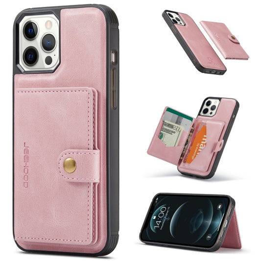 For iPhone 13 JEEHOOD Retro Magnetic Detachable Protective Case with Wallet & Card Slot & Holder(Pink) - iPhone 13 Cases by JEEHOOD | Online Shopping UK | buy2fix