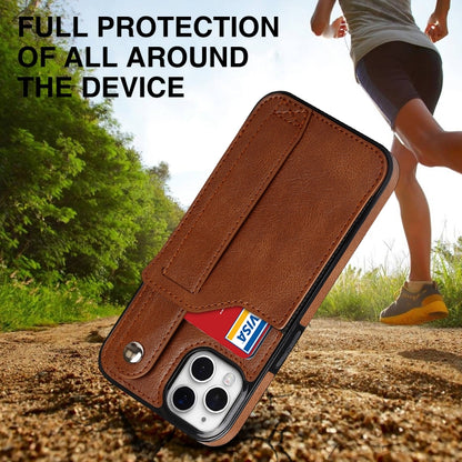 For iPhone 11 Pro Crazy Horse Texture Shockproof TPU + PU Leather Case with Card Slot & Wrist Strap Holder (Brown) - iPhone 11 Pro Cases by buy2fix | Online Shopping UK | buy2fix