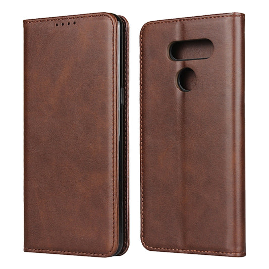 For LG K50S Calf Texture Magnetic Horizontal Flip Leather Case with Holder & Card Slots & Wallet(Brown) - LG by buy2fix | Online Shopping UK | buy2fix