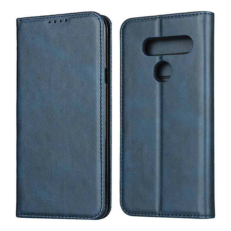 For LG V40 ThinQ Calf Texture Magnetic Horizontal Flip Leather Case with Holder & Card Slots & Wallet(Blue) - LG by buy2fix | Online Shopping UK | buy2fix