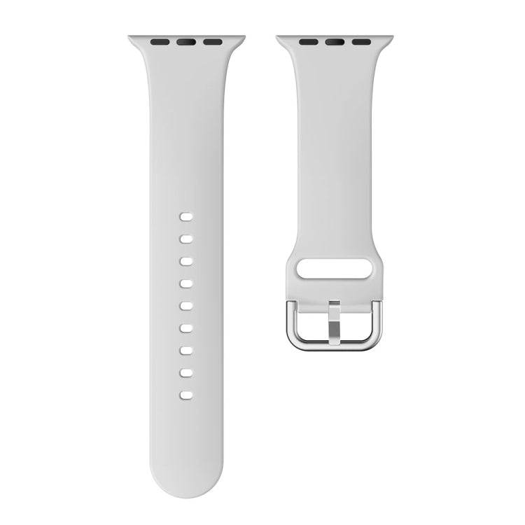Single-color Silicone Buckle Strap Watch Band For Apple Watch Series 9&8&7 41mm / SE 3&SE 2&6&SE&5&4 40mm / 3&2&1 38mm(Light Grey) - Watch Bands by buy2fix | Online Shopping UK | buy2fix