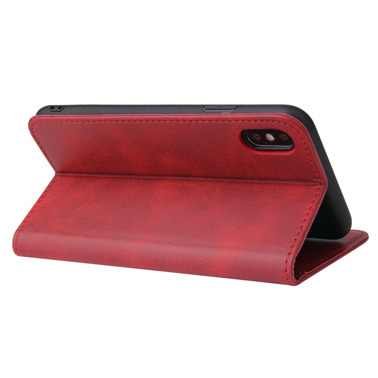 For iPhone X / XS Calf Texture Magnetic Horizontal Flip Leather Case with Holder & Card Slots & Wallet(Red) - More iPhone Cases by buy2fix | Online Shopping UK | buy2fix