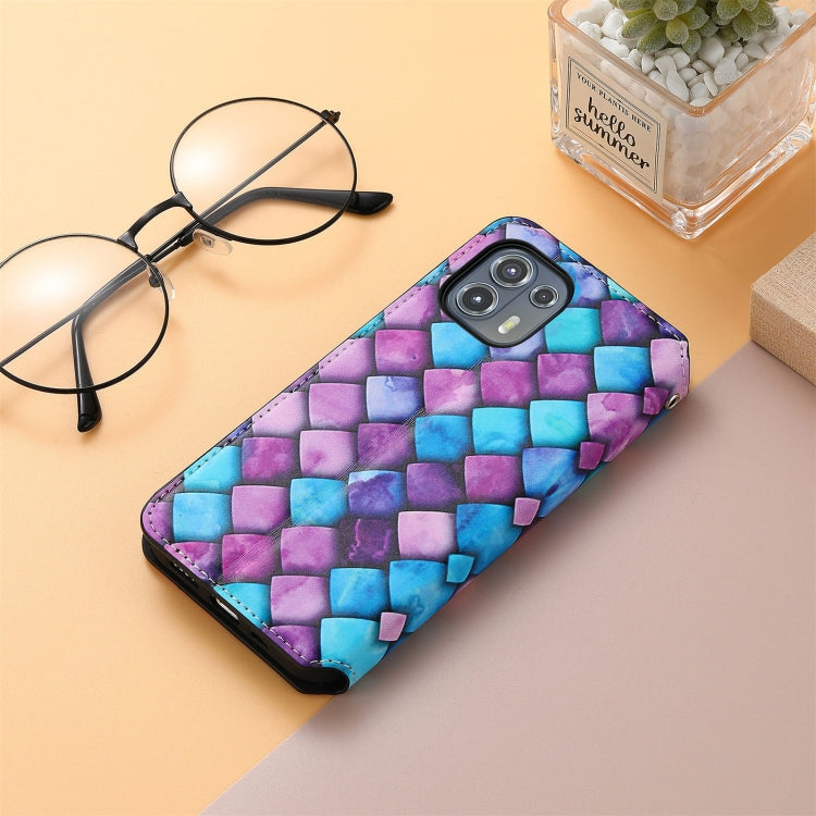 For Motorola Edge 20 Lite Colorful Magnetic Horizontal Flip PU Leather Case with Holder & Card Slot & Wallet(Purple Scales) - Motorola Cases by buy2fix | Online Shopping UK | buy2fix