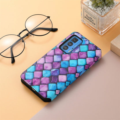 For Motorola Edge 20 Pro Colorful Magnetic Horizontal Flip PU Leather Case with Holder & Card Slot & Wallet(Purple Scales) - Motorola Cases by buy2fix | Online Shopping UK | buy2fix