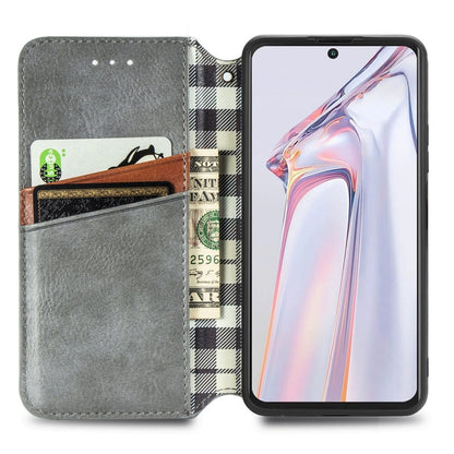 For Blackview A100 Cubic Grid Pressed Horizontal Flip Magnetic PU Leather Case with Holder & Card Slots & Wallet(Grey) - More Brand by buy2fix | Online Shopping UK | buy2fix