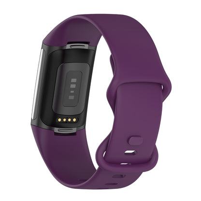 For Fitbit Charge 5 Silicone Watch Band, Size:L(Dark Purple) - Watch Bands by buy2fix | Online Shopping UK | buy2fix