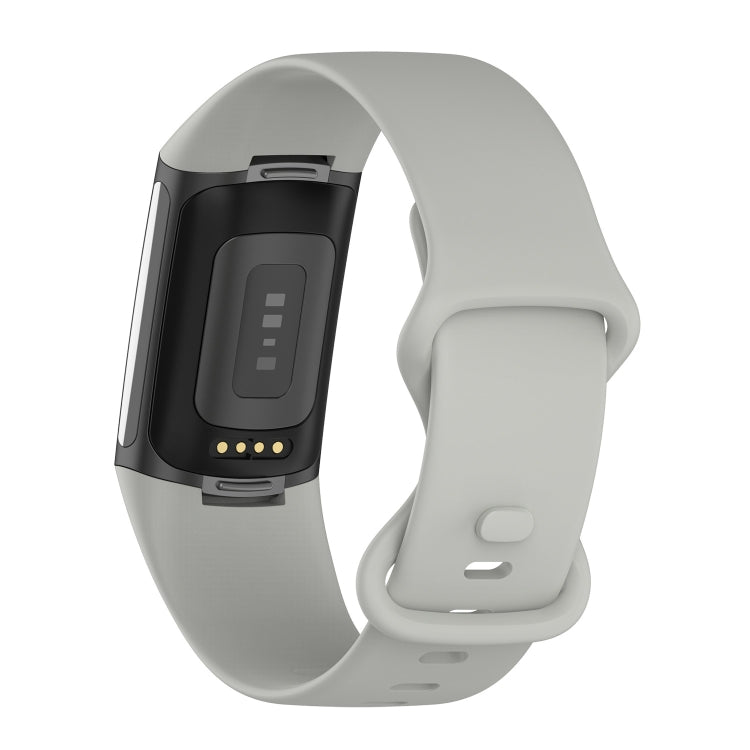 For Fitbit Charge 5 Silicone Watch Band, Size:L(Rock Grey) - Watch Bands by buy2fix | Online Shopping UK | buy2fix