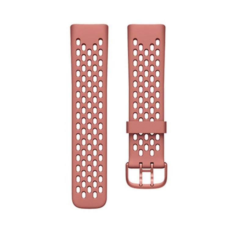 For Fitbit Charge 5 Silicone Hole Watch Band(Pink) - Watch Bands by buy2fix | Online Shopping UK | buy2fix