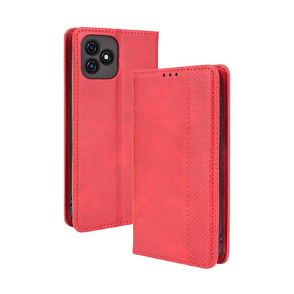 For Blackview Oscal C20 Magnetic Buckle Retro Crazy Horse Texture Horizontal Flip Leather Case with Holder & Card Slots & Photo Frame(Red) - More Brand by buy2fix | Online Shopping UK | buy2fix