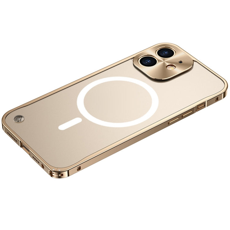 For iPhone 12 Metal Frame Frosted PC Shockproof Magsafe Case(Gold) - iPhone 12 / 12 Pro Cases by buy2fix | Online Shopping UK | buy2fix