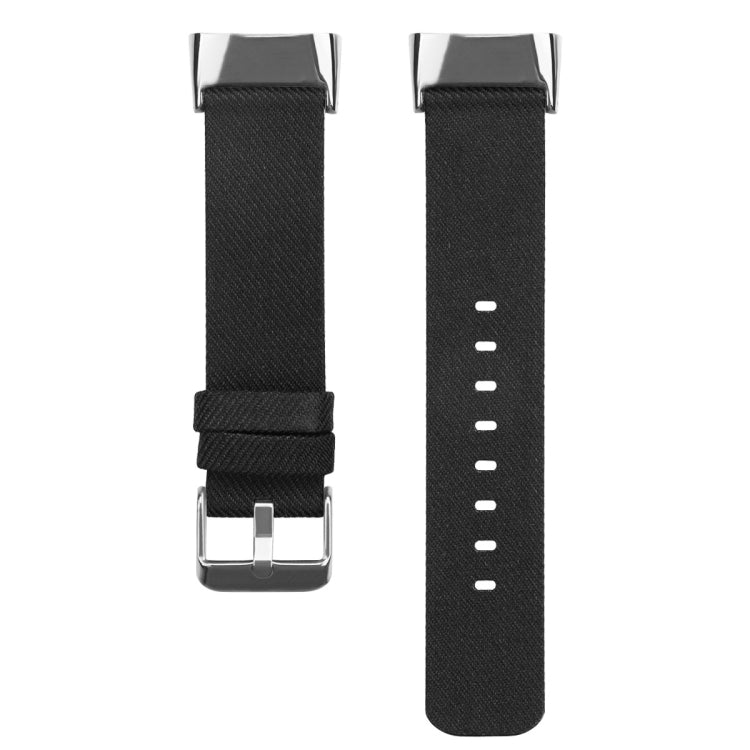 For Fitbit Charge 5 Nylon Canvas Watch Band(Black) - Watch Bands by buy2fix | Online Shopping UK | buy2fix
