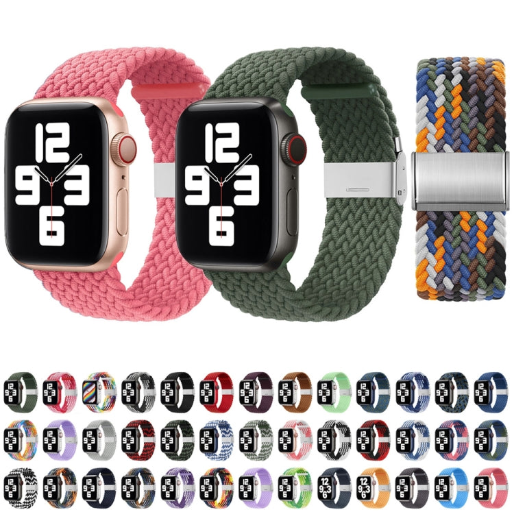 Nylon Braid One Buckle Watch Band For Apple Watch Series 9&8&7 41mm / SE 3&SE 2&6&SE&5&4 40mm / 3&2&1 38mm(W Black Green) - Watch Bands by buy2fix | Online Shopping UK | buy2fix