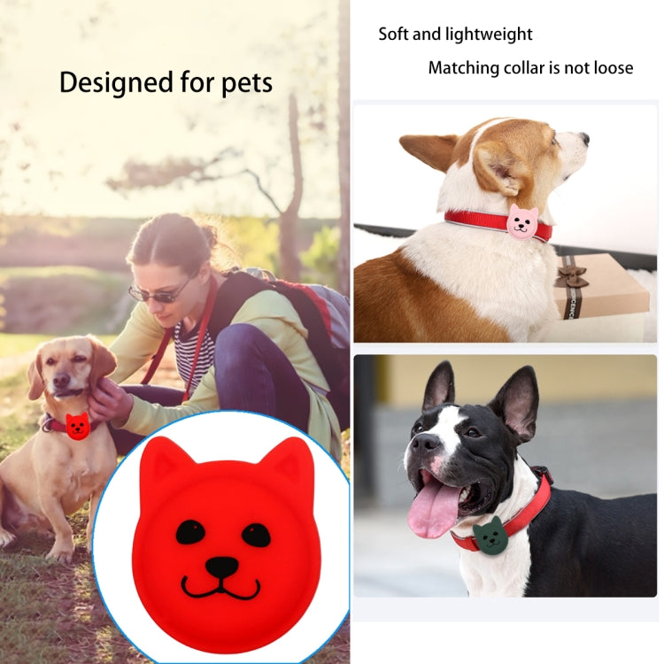 Serious Face Cute Cartoon Pet Collar Anti-lost Tracker Silicone Case For AirTag(Fluorescent Green) - Pet Series by Mutural | Online Shopping UK | buy2fix