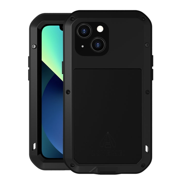 For iPhone 13 mini LOVE MEI Metal Shockproof Life Waterproof Dustproof Protective Phone Case (Black) - iPhone 13 mini Cases by LOVE MEI | Online Shopping UK | buy2fix