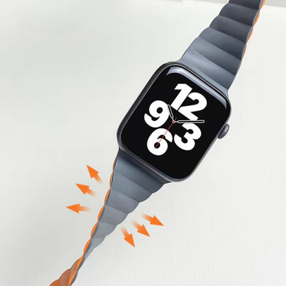 Mutural Moran Series Liquid Silicone Magnetic Strap Watch Band For Apple Watch Series 9&8&7 41mm / SE 3&SE 2&6&SE&5&4 40mm / 3&2&1 38mm(Grey + Orange) - Watch Bands by Mutural | Online Shopping UK | buy2fix