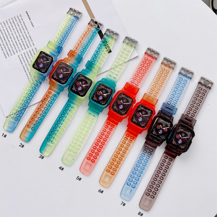 Jelly Gradient Transparent TPU Strap Watch Band For Apple Watch Ultra 49mm&Watch Ultra 2 49mm / Series 9&8&7 45mm / SE 3&SE 2&6&SE&5&4 44mm / 3&2&1 42mm(3) - Watch Bands by buy2fix | Online Shopping UK | buy2fix