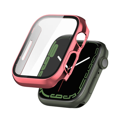 Electroplating Shockproof PC Protective Case with Tempered Glass Film For Apple Watch Series 9 / 8 / 7 41mm(Rose Gold) - Watch Cases by buy2fix | Online Shopping UK | buy2fix