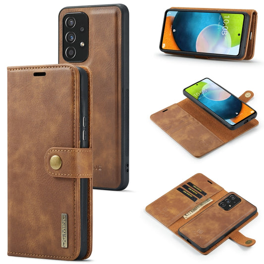 For Samsung Galaxy A53 5G DG.MING Crazy Horse Texture Detachable Magnetic Leather Phone Case(Brown) - Galaxy Phone Cases by DG.MING | Online Shopping UK | buy2fix