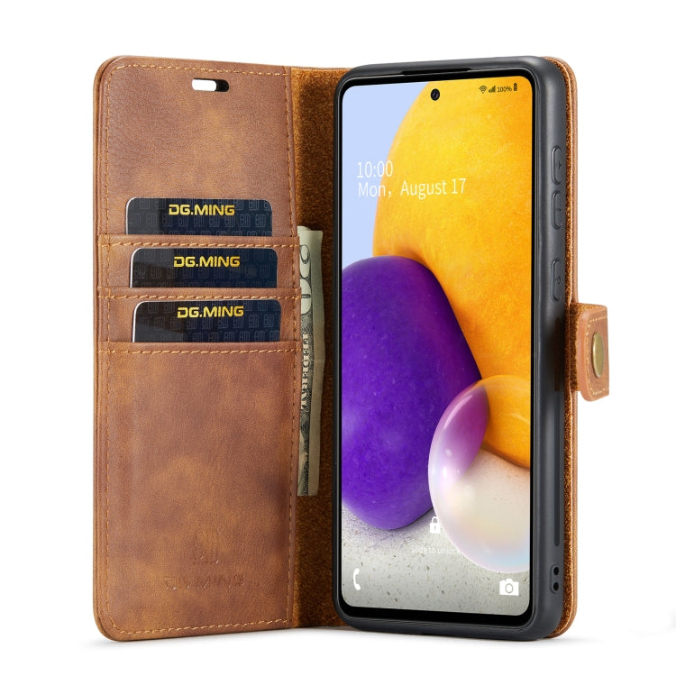 For Samsung Galaxy A73 5G DG.MING Crazy Horse Texture Detachable Magnetic Leather Phone Case(Brown) - Galaxy Phone Cases by DG.MING | Online Shopping UK | buy2fix