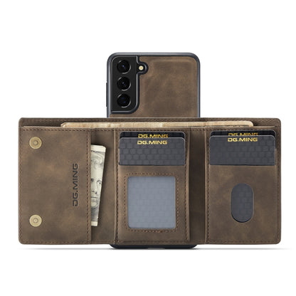 For SaFor Samsung Galaxy S22+ 5G DG.MING M1 Series 3-Fold Multi Card Wallet Phone Case(Coffee) - Galaxy S22+ 5G Cases by DG.MING | Online Shopping UK | buy2fix