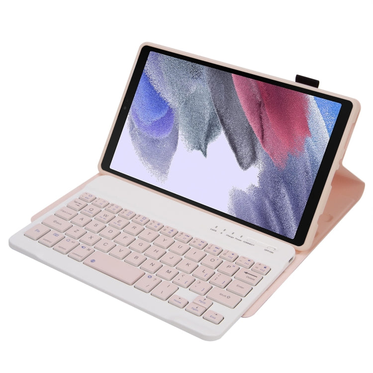 A220 Candy Color TPU Detachable Bluetooth Keyboard Leather Case with Bracket For Samsung Galaxy Tab A7 Lite 8.7 T220 / T225(Pink) - Samsung Keyboard by buy2fix | Online Shopping UK | buy2fix
