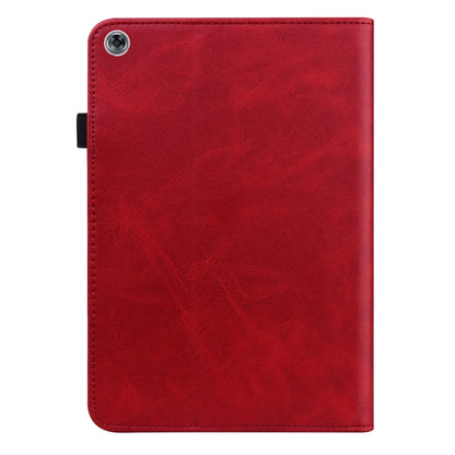 For Huawei MediaPad M5 Lite 10.1 Solid Color Embossed Striped Leather Case(Red) - Ulefone Cases by buy2fix | Online Shopping UK | buy2fix