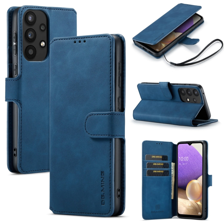 For Samsung Galaxy A33 5G DG.MING Retro Oil Edge Flip Leather Phone Case(Blue) - Galaxy Phone Cases by DG.MING | Online Shopping UK | buy2fix