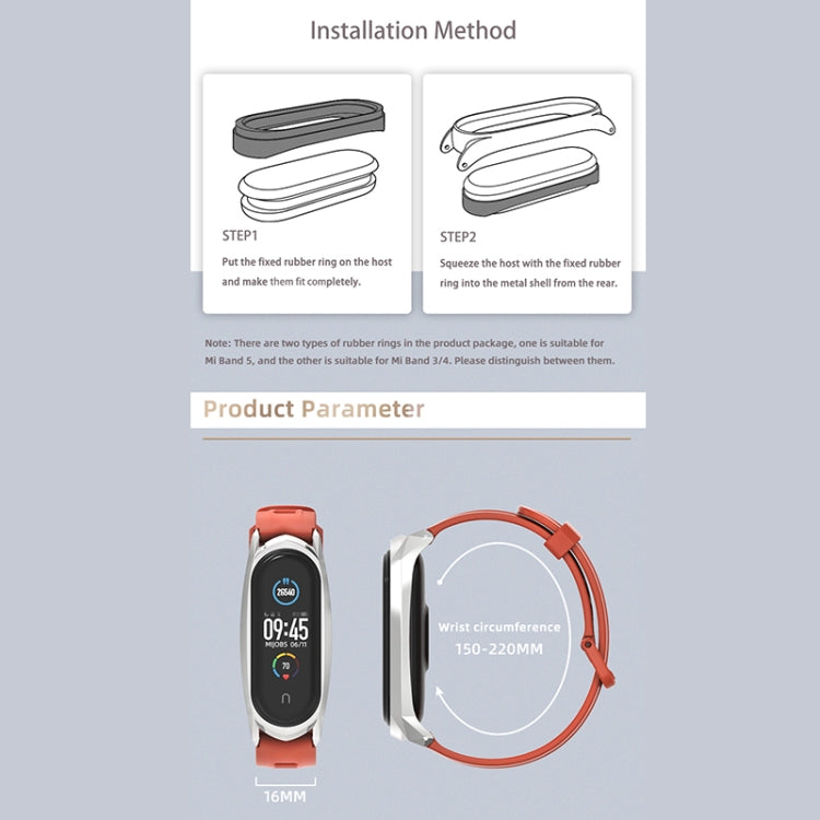 For Xiaomi Mi Band 6 / 5 / 4 / 3 Mijobs Flat Hole Silicone Watch Band, Style:CS Case(Red+Gold) - Watch Bands by MIJOBS | Online Shopping UK | buy2fix