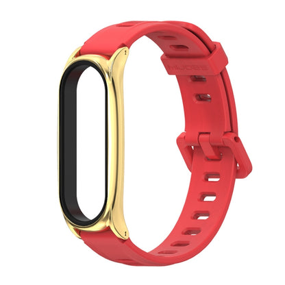 For Xiaomi Mi Band 6 / 5 / 4 / 3 Mijobs Flat Hole Silicone Watch Band, Style:Plus Case(Red+Gold) - Watch Bands by MIJOBS | Online Shopping UK | buy2fix