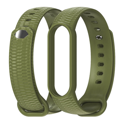 For Xiaomi Mi Band 5/6/7 Mijobs Solid Color Honeycomb Silicone Watch Band(Army Green) - Watch Bands by MIJOBS | Online Shopping UK | buy2fix