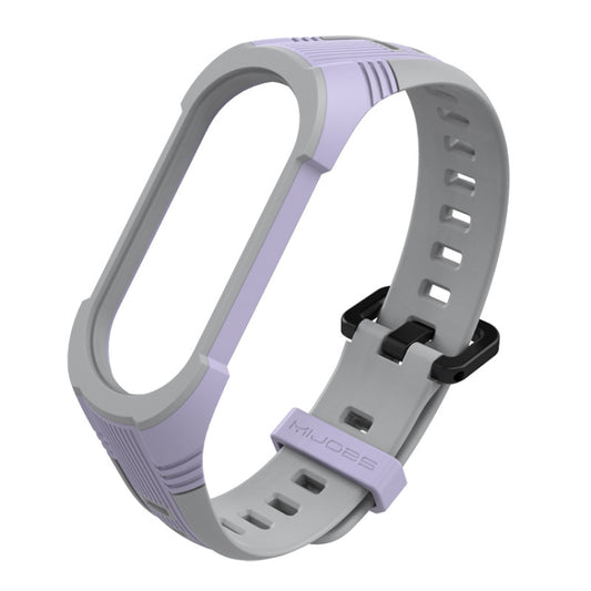 For Xiaomi Mi Band 5 / 6 / 7 Mijobs Two-color Silicone Watch Band(Purple+Grey) - Watch Bands by MIJOBS | Online Shopping UK | buy2fix